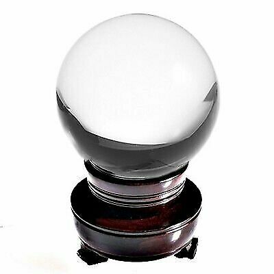 5in" 130mm Clear Quartz Crystal Ball With Wood Stand -TOP USA SELLER