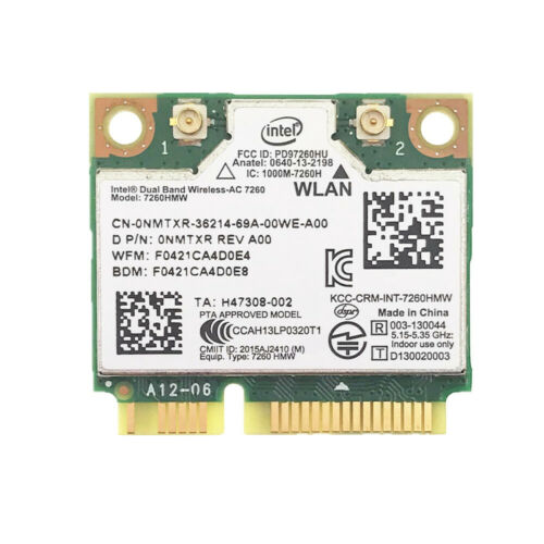 Intel Wireless-AC 7260 7260HMW 802.11AC Dual Band BT4.0 PCIe Half Mini Wifi Card