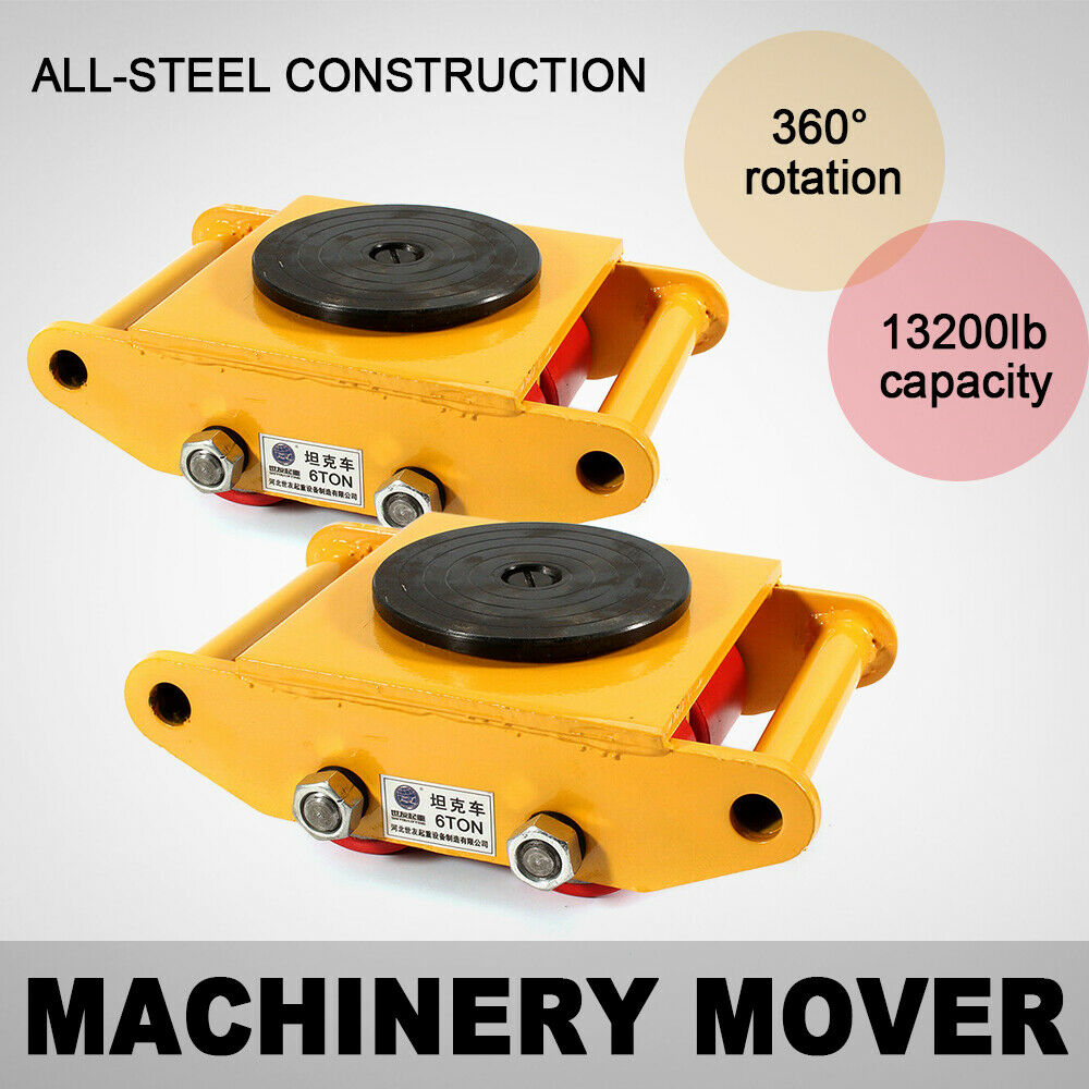 Industrial Machinery Mover 6T Cast Steel PU Wheels Machine Dolly 360° Rotation