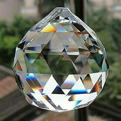 FACETED CRYSTAL SPHERE 2" 50mm Clear Feng Shui Rainbow Sun Catcher Prism Ball