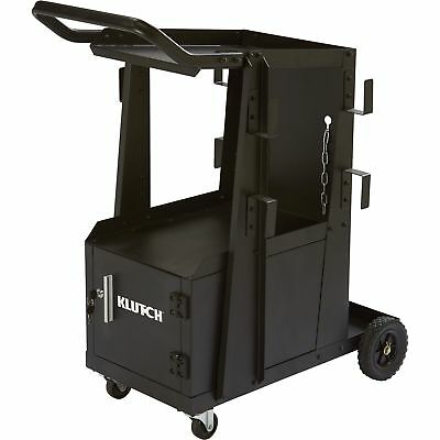 Klutch 2-Tier Welding Cart w/Locking Cabinet- 27 1/4inL x 18 3/4inW x 35 3/4inH