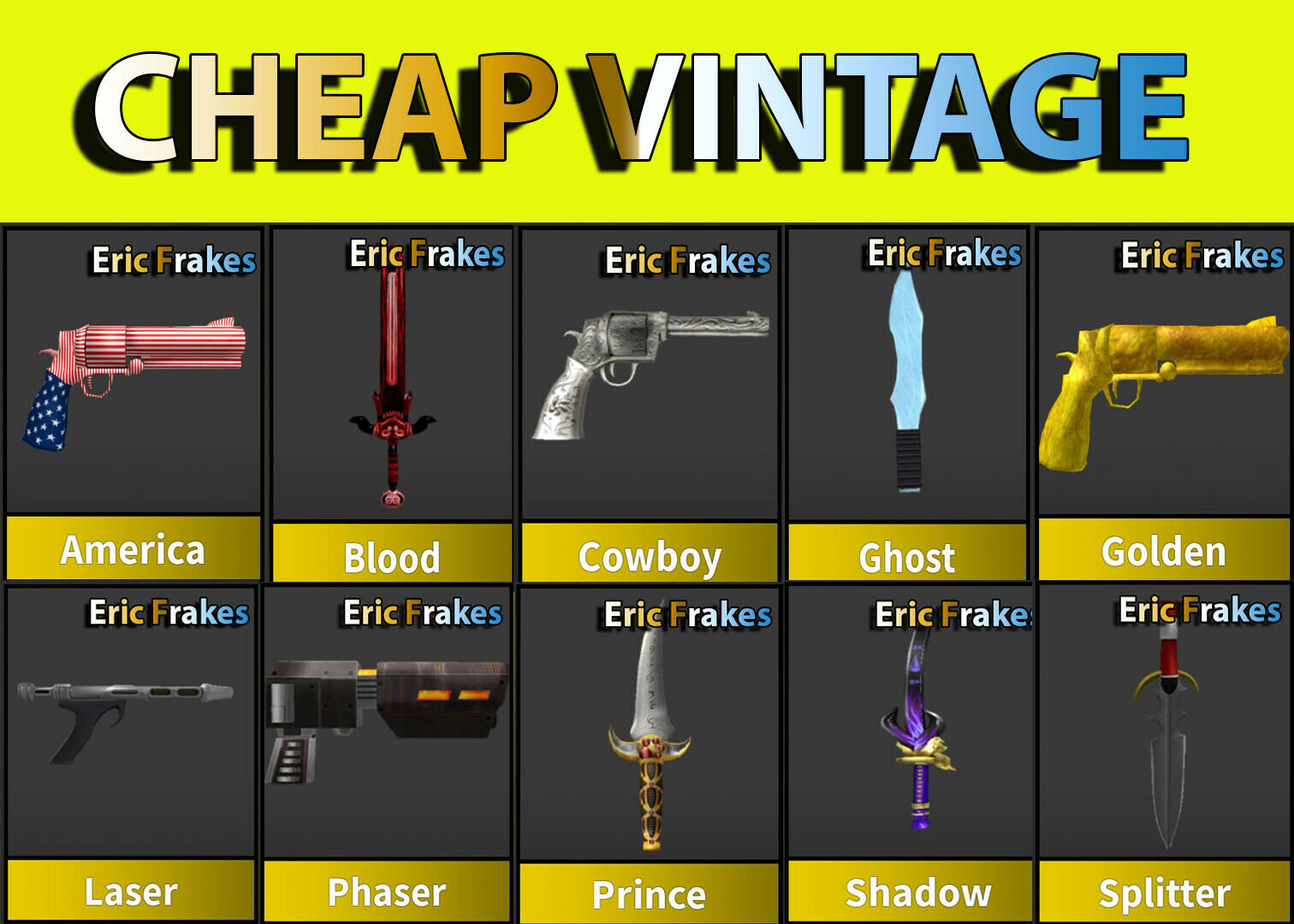 Murder Mystery 2 - MM2 SUPER RARE ALL VINTAGES ROBLOX *FAST DELIVERY*