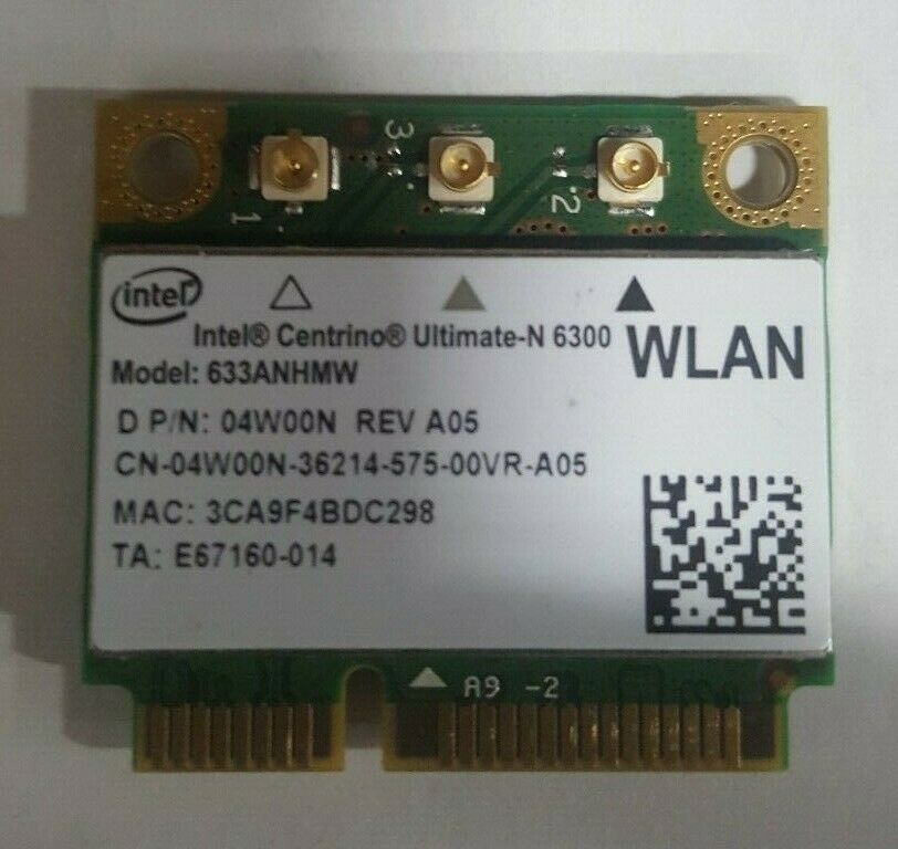 Intel Centrino Ultimate-N 6300 WLAN PCIe Half Wifi Card 04W00N 4W00N 633ANHMW
