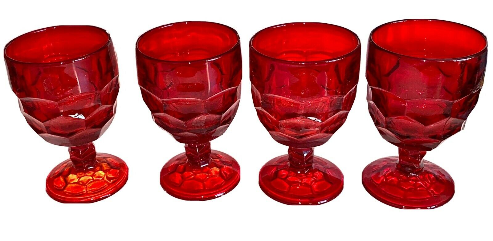 4 (more) Red Glass goblets glasses Ruby beveled Viking Old water Georgian Lot