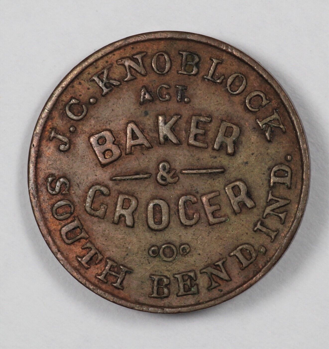 1861 IN, South Bend J.C. KNOBLOCK Civil War Token Storecard 860E-3a